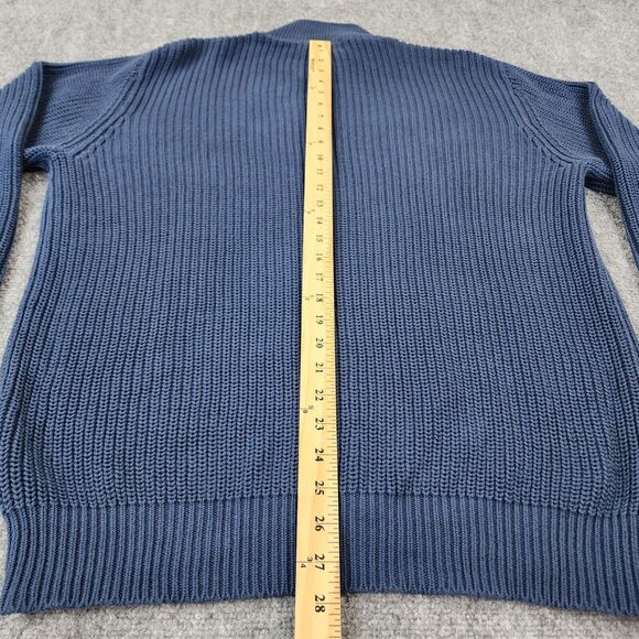 LL Bean Sweater Men Large Blue Full Zip Long Sleeve Ribbed Knit Mock Neck Casual - Picture 6 of 15